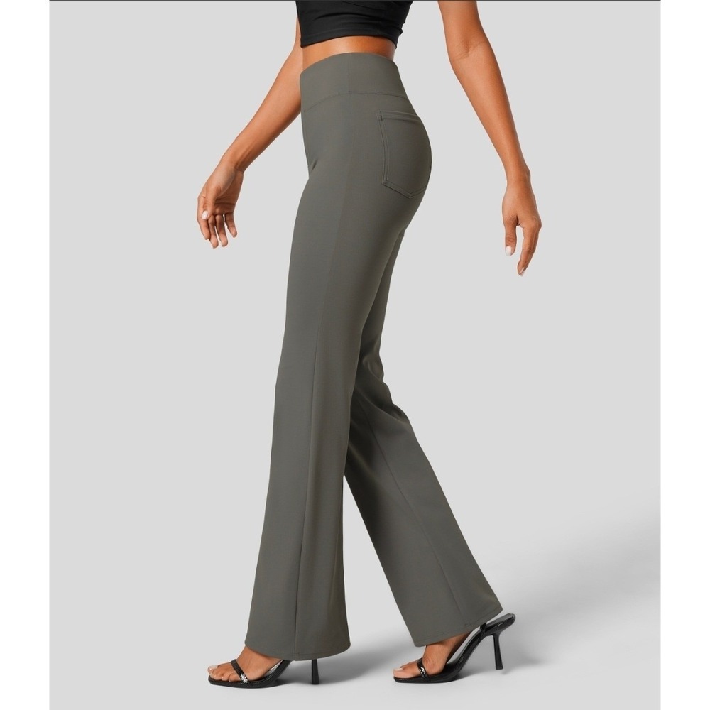 Halara Dark Gray Flex High Waisted Slight Flare Work Pants Size Medium